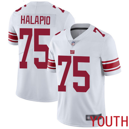 Youth New York Giants 75 Jon Halapio White Vapor Untouchable Limited Player Football NFL Jersey